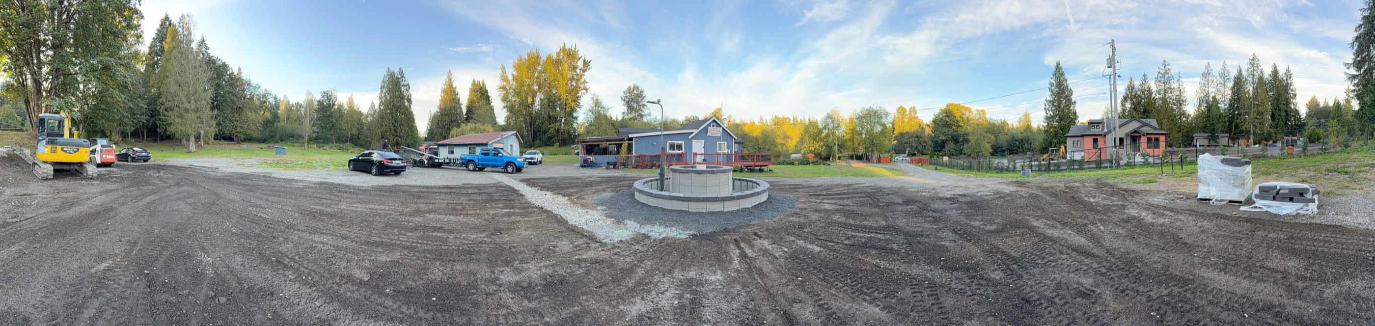 Panoramic view of the monastery grounds with the new roundabout
